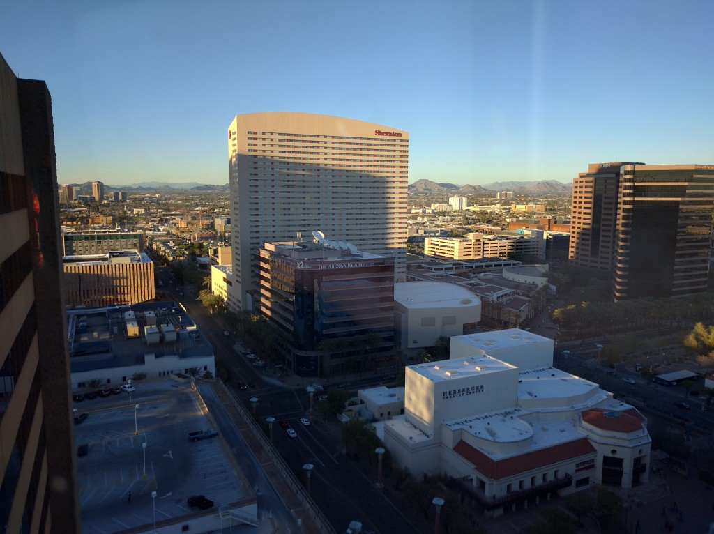 Overview of Phoneix, Arizona from the Compass Arizona Grill at the top of the Hyatt Regency