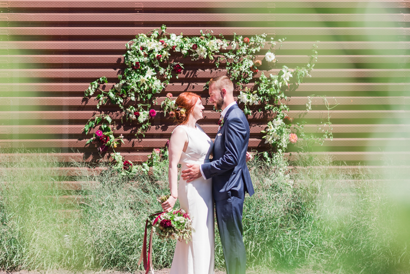 Wedding bride and groom at La Cuchara Baltimore styled shoot