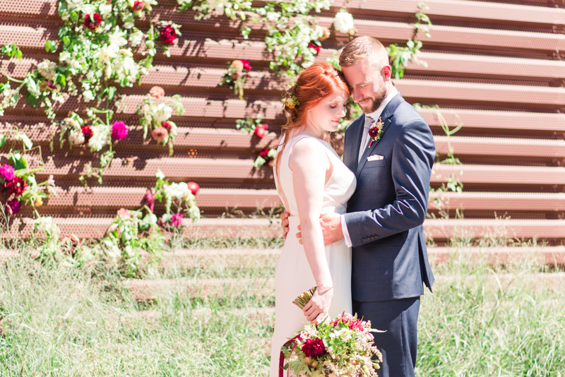 Wedding bride and groom at La Cuchara Baltimore styled shoot