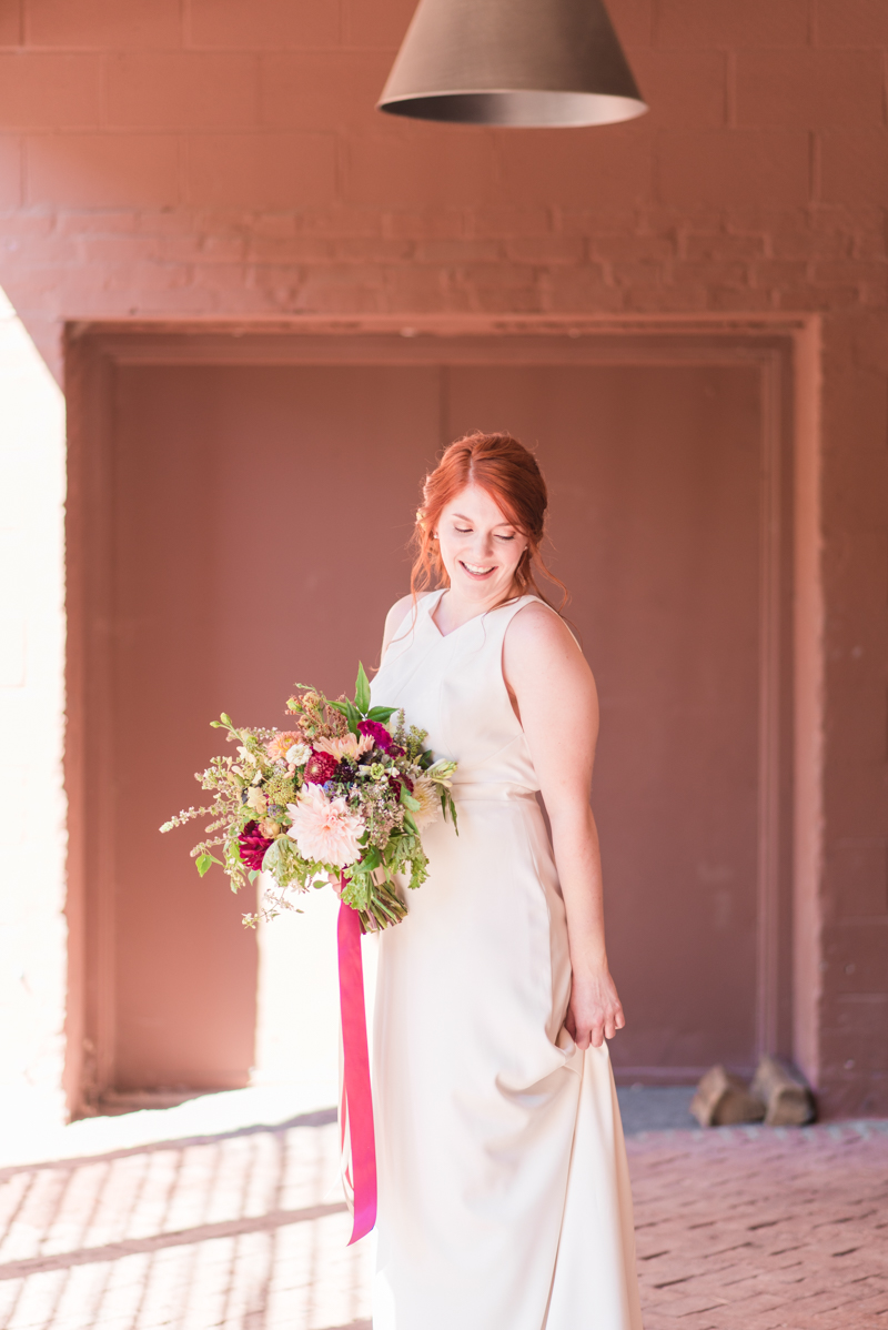 Wedding bouquet bride and groom at La Cuchara Baltimore styled shoot