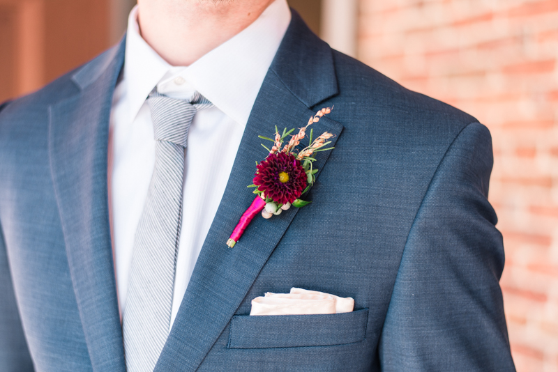 Wedding boutonniere florals by Local Color Flowers at La Cuchara Baltimore styled shoot