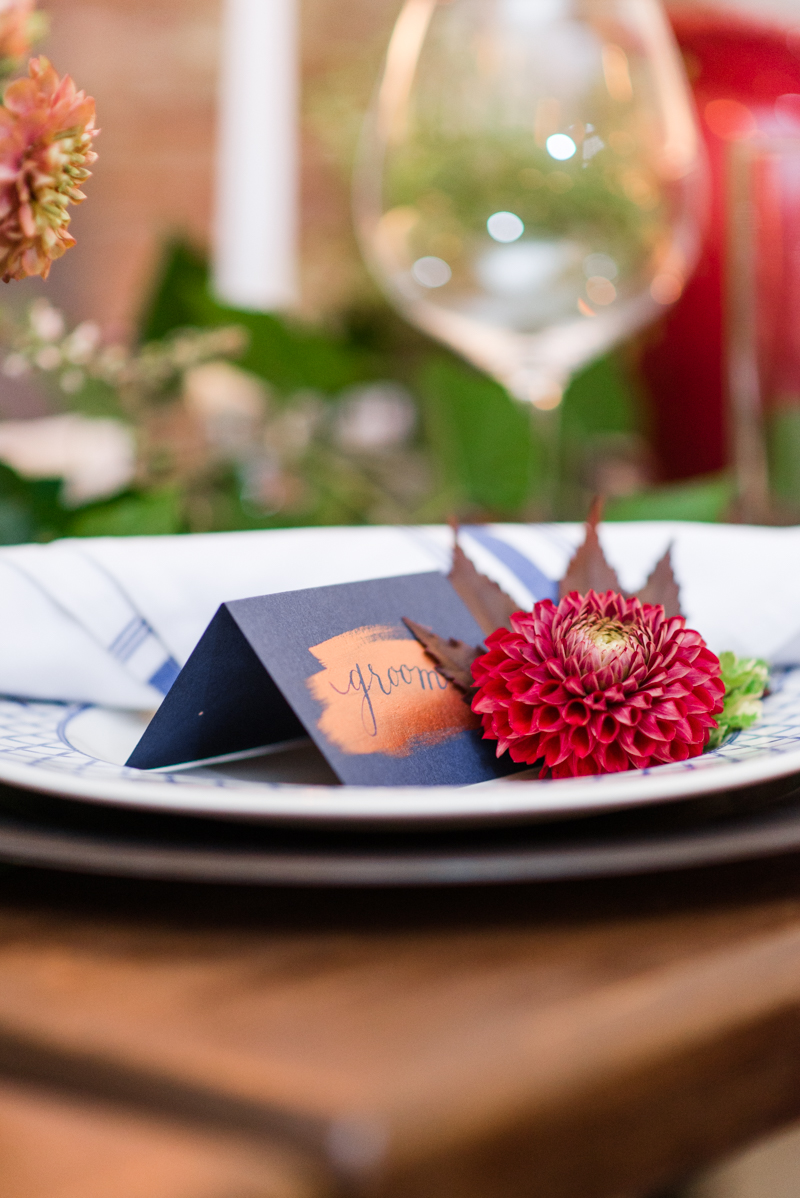 Wedding placecards at La Cuchara Baltimore styled shoot