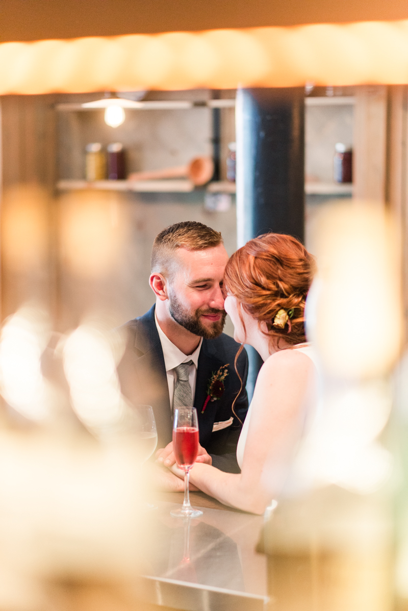 Wedding reception bride and groom at La Cuchara Baltimore styled shoot