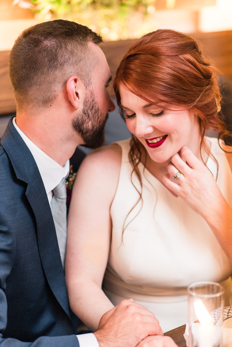 Wedding reception bride and groom at La Cuchara Baltimore styled shoot