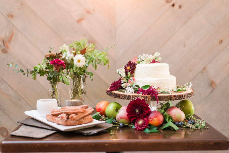 Wedding reception dessert table churros at La Cuchara Baltimore styled shoot