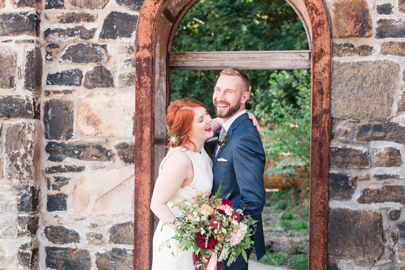 Wedding bride and groom at Clipper Mill, Maryland