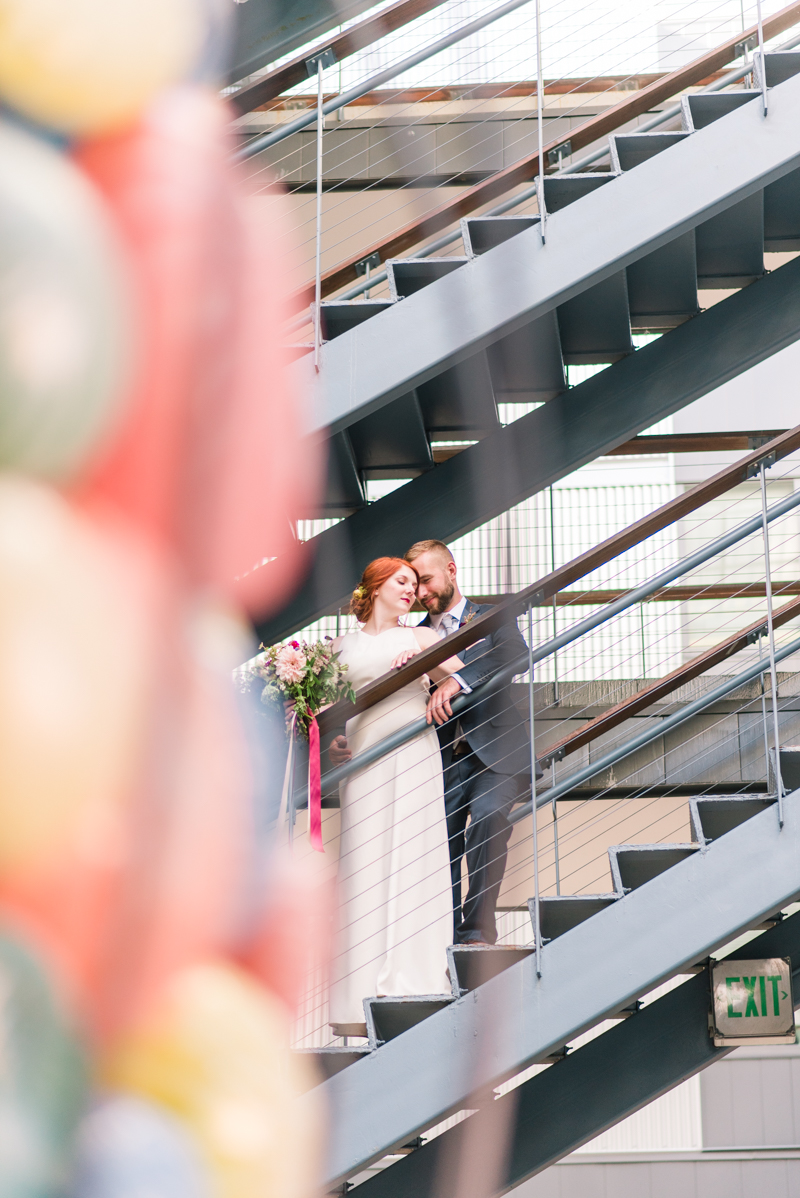 Wedding bride and groom at Clipper Mill, Maryland