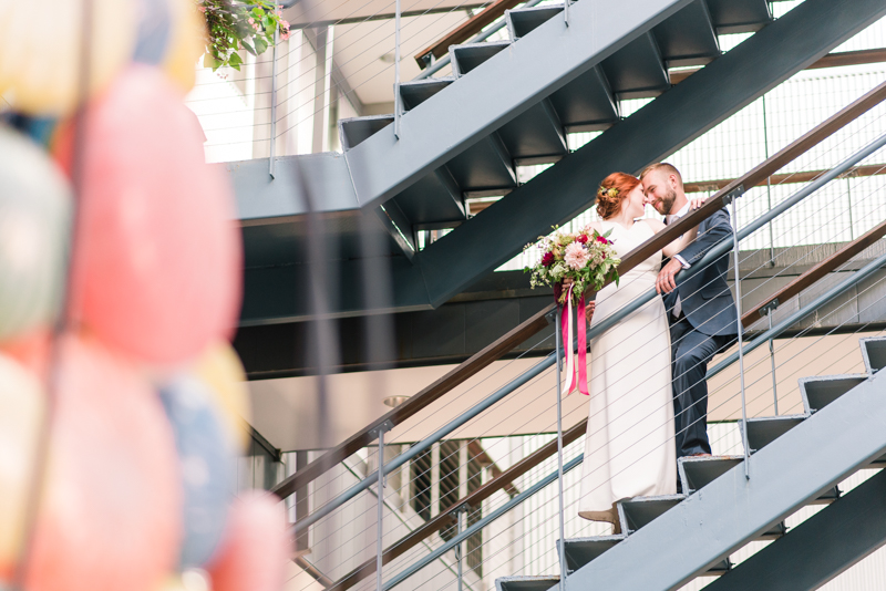 Wedding bride and groom at Clipper Mill, Maryland