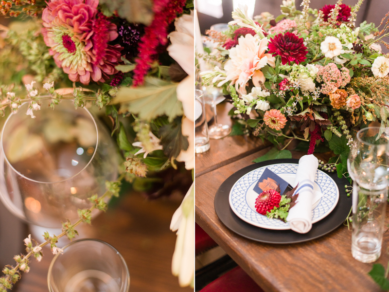 Wedding reception centerpiece at La Cuchara Baltimore styled shoot