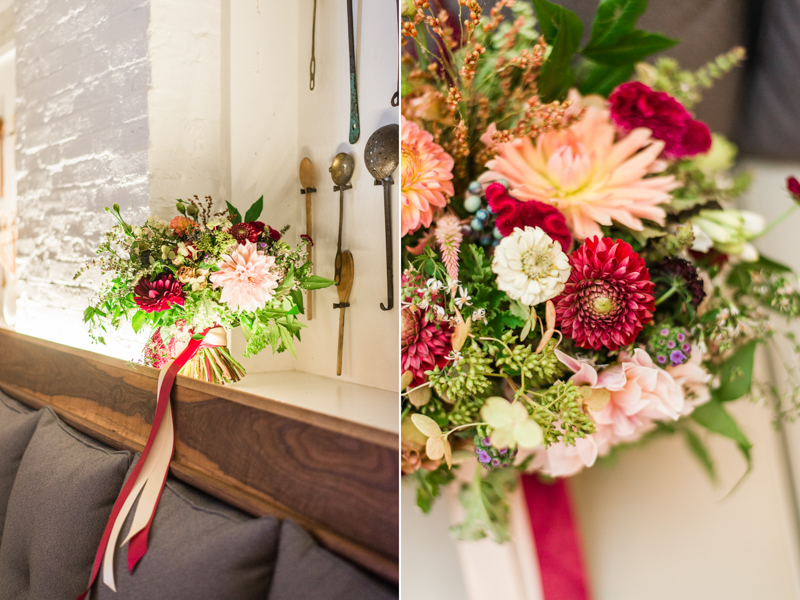 Wedding bouquet florals by Local Color Flowers at La Cuchara Baltimore styled shoot