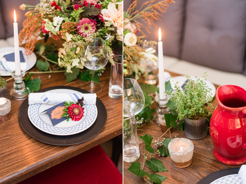 Wedding reception florals by Local Color Flowers at La Cuchara Baltimore styled shoot