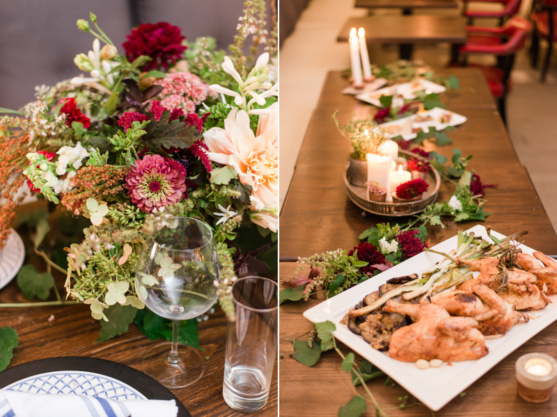 Wedding reception florals by Local Color Flowers at La Cuchara Baltimore styled shoot