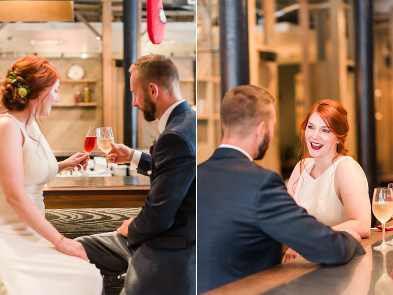 Wedding reception bride and groom at La Cuchara Baltimore styled shoot