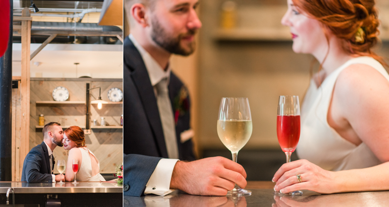 Wedding reception bride and groom at La Cuchara Baltimore styled shoot