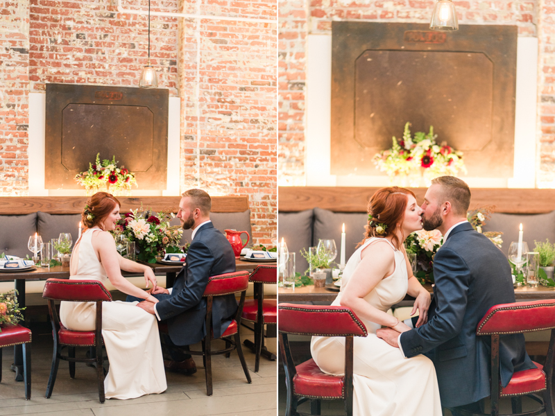 Wedding reception bride and groom at La Cuchara Baltimore styled shoot