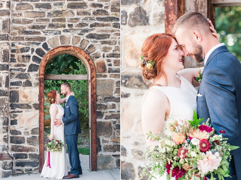 Wedding bride and groom at Clipper Mill, Maryland