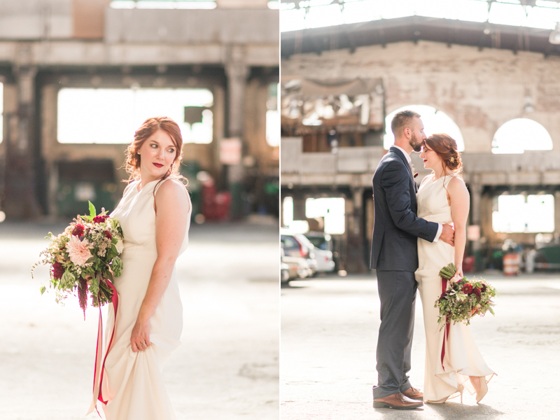 Wedding bride and groom at Clipper Mill, Maryland