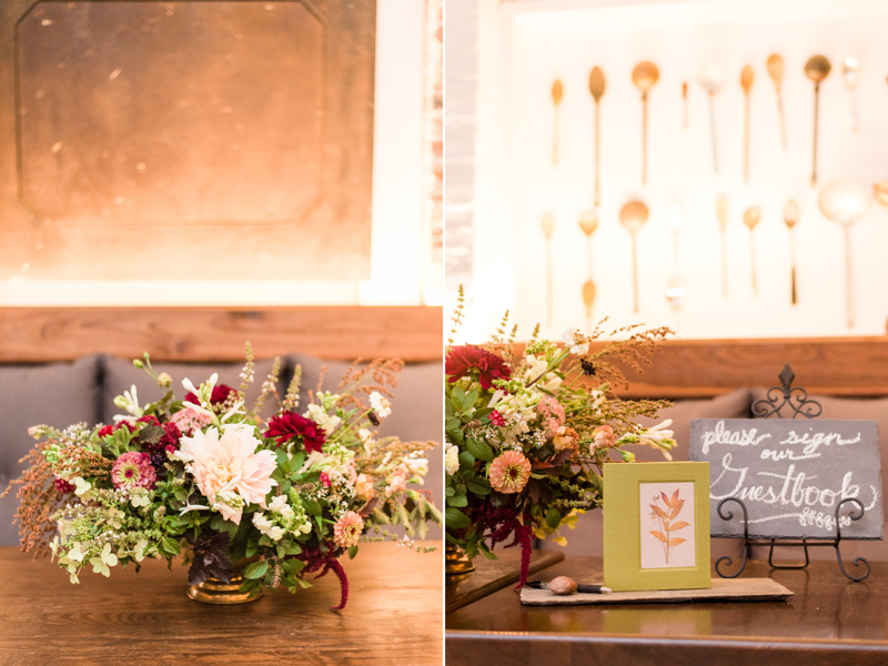 Wedding reception guestbook at La Cuchara Baltimore styled shoot