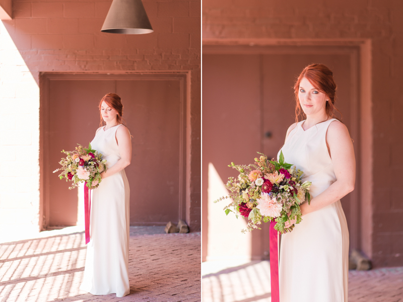 Wedding bouquet bride and groom at La Cuchara Baltimore styled shoot