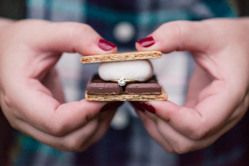 Fall engagement ring in smores at Granite Hill Camping Resort