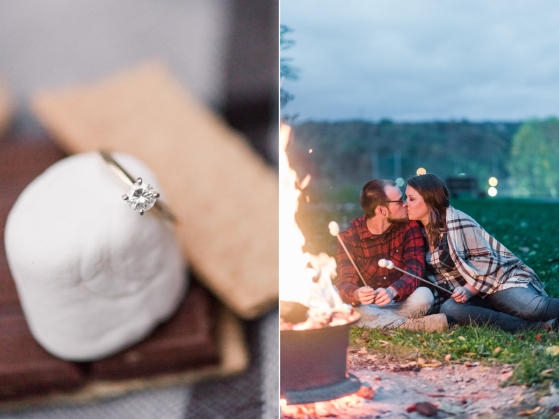 Fall engagement ring in smores at Granite Hill Camping Resort