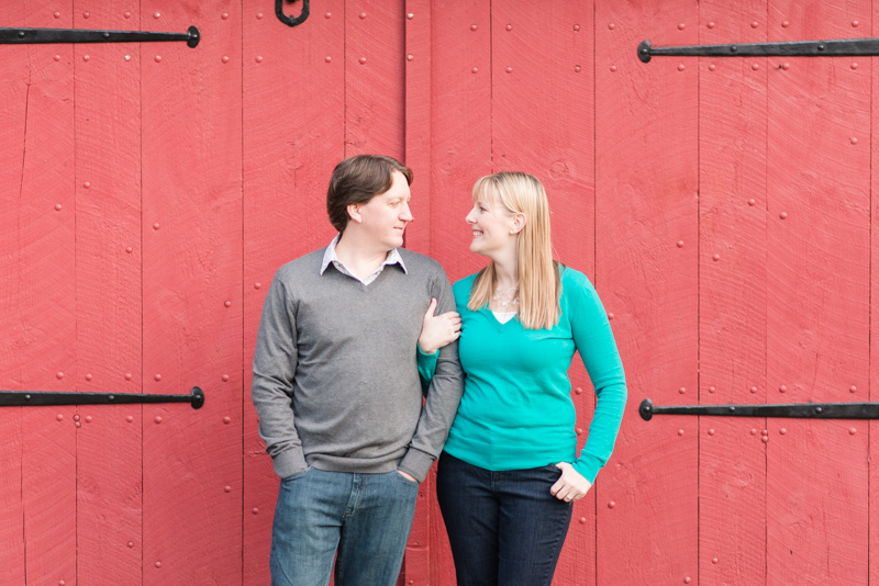 Jerusalem Mill red barn engagement session in maryland