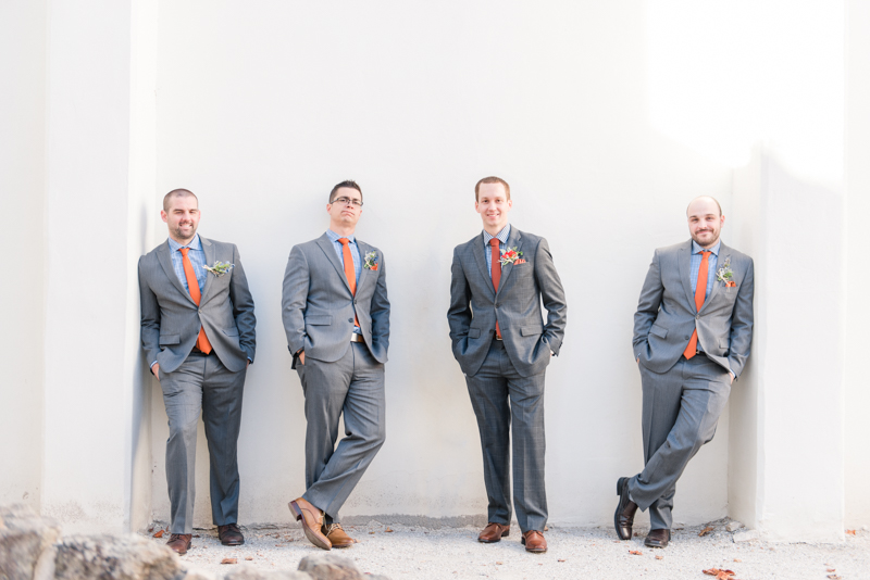 patapsco female institute ellicott city fall wedding groomsmen