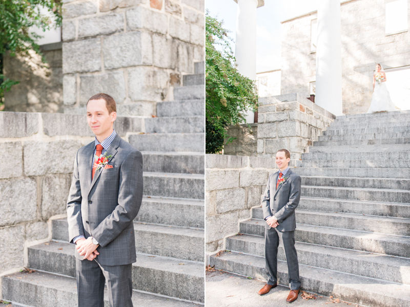 patapsco female institute ellicott city fall wedding first look