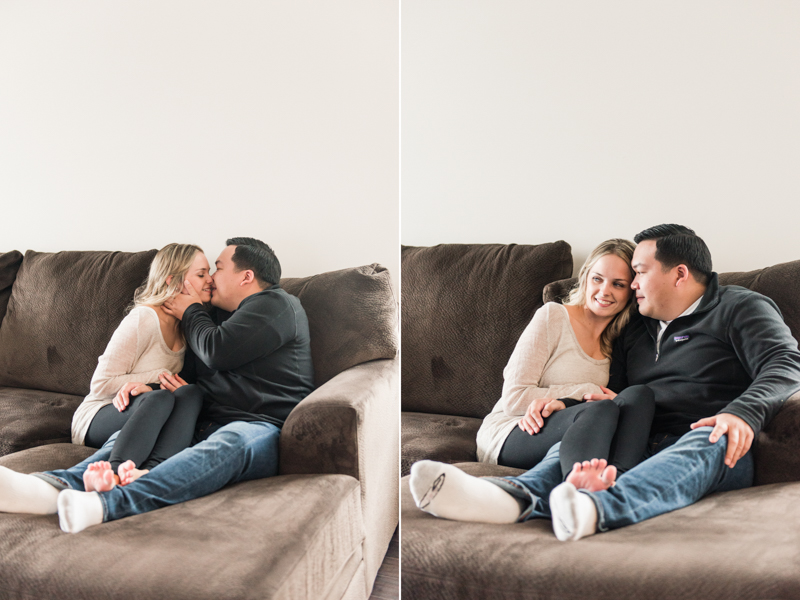 clarksburg maryland home engagement photography wedding couple