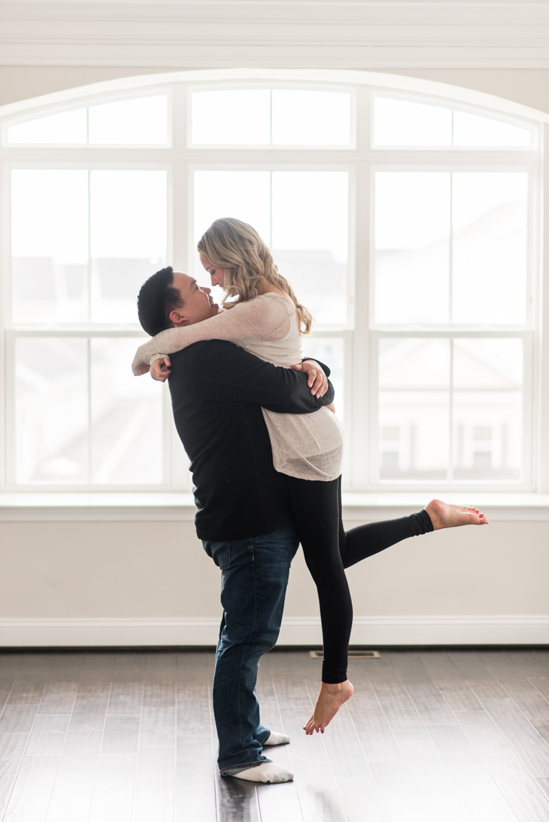 clarksburg maryland home engagement photography wedding couple