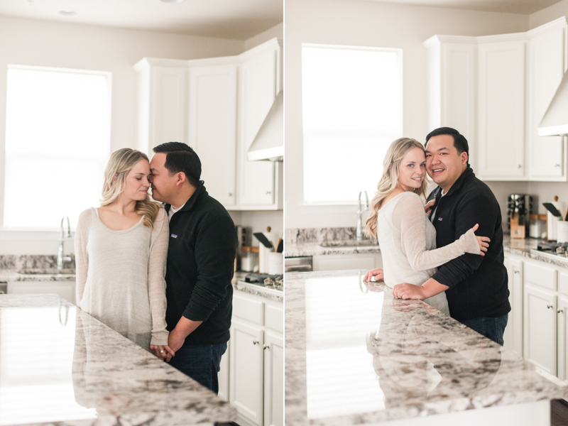 clarksburg maryland home engagement photography wedding couple