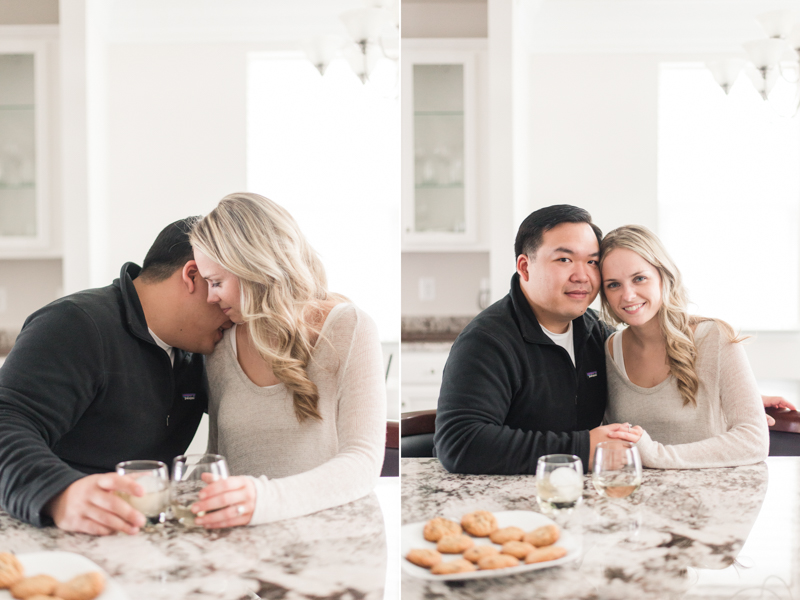 clarksburg maryland home engagement photography wedding couple