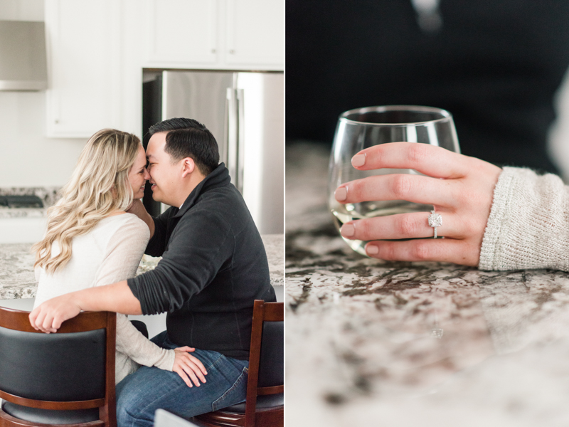 clarksburg maryland home engagement photography wedding couple