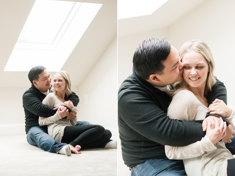 clarksburg maryland home engagement photography wedding couple