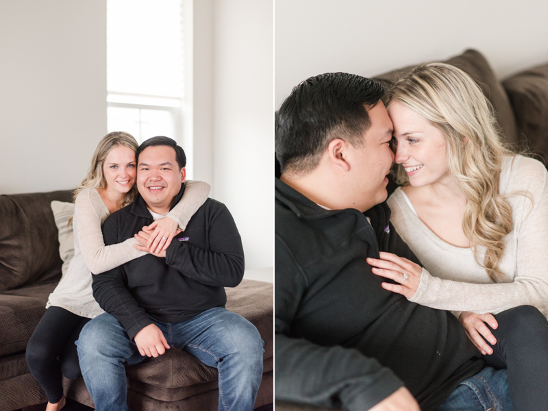 clarksburg maryland home engagement photography wedding couple