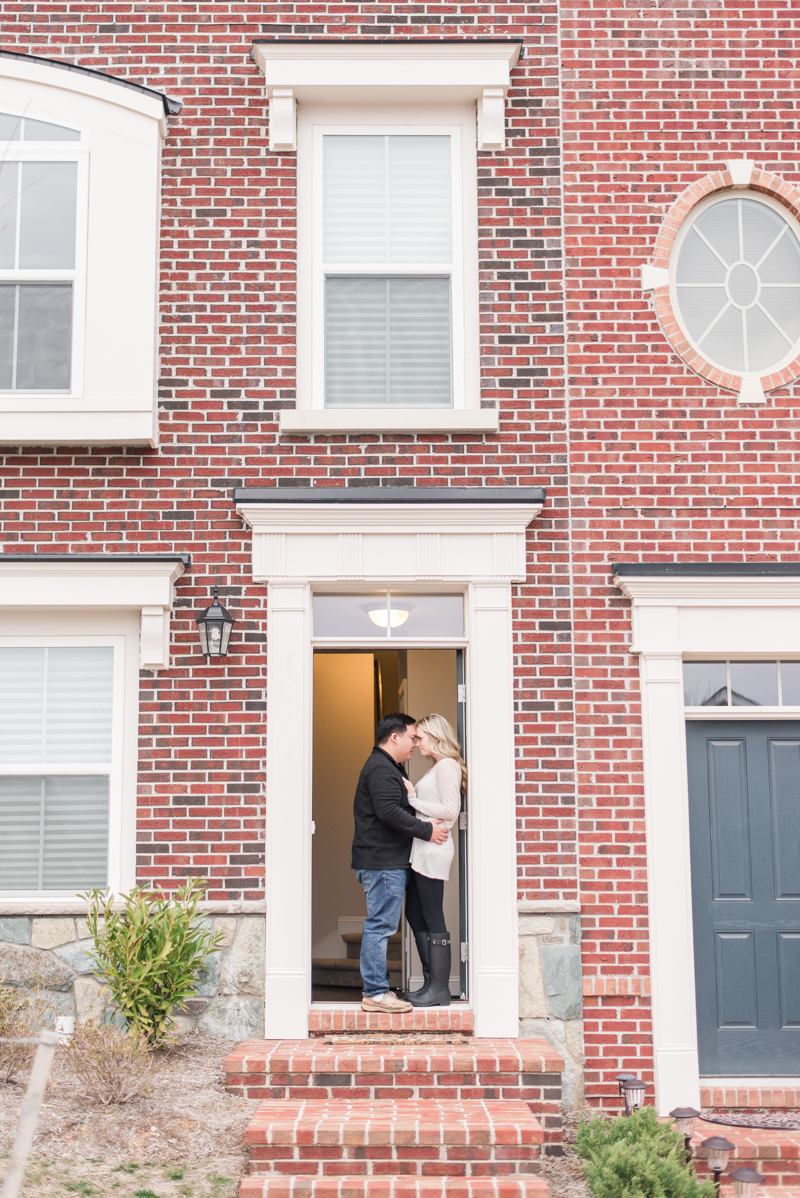 clarksburg maryland home engagement photography wedding couple