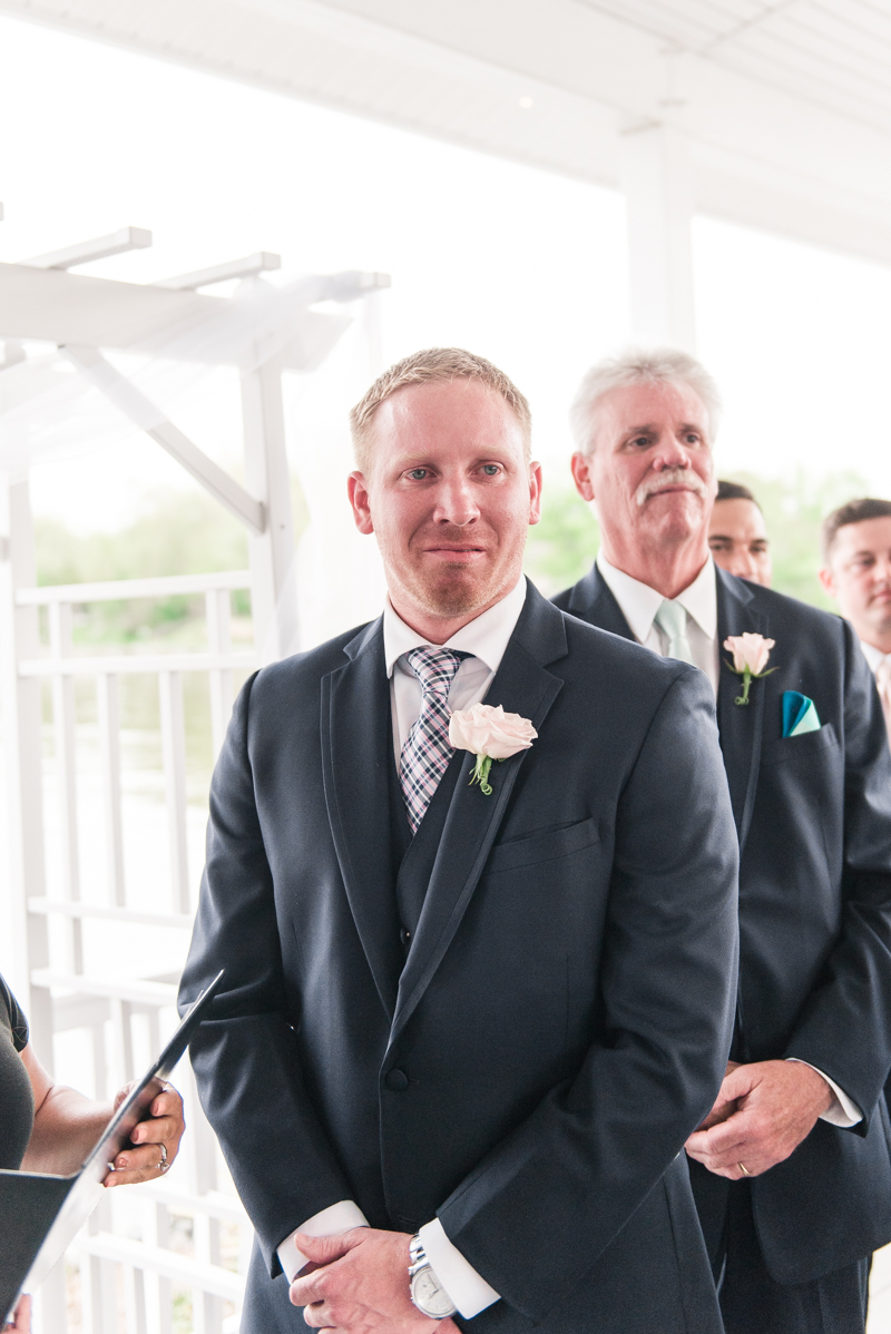 wedding photographers in maryland anchor inn pasadena groom crying ceremony