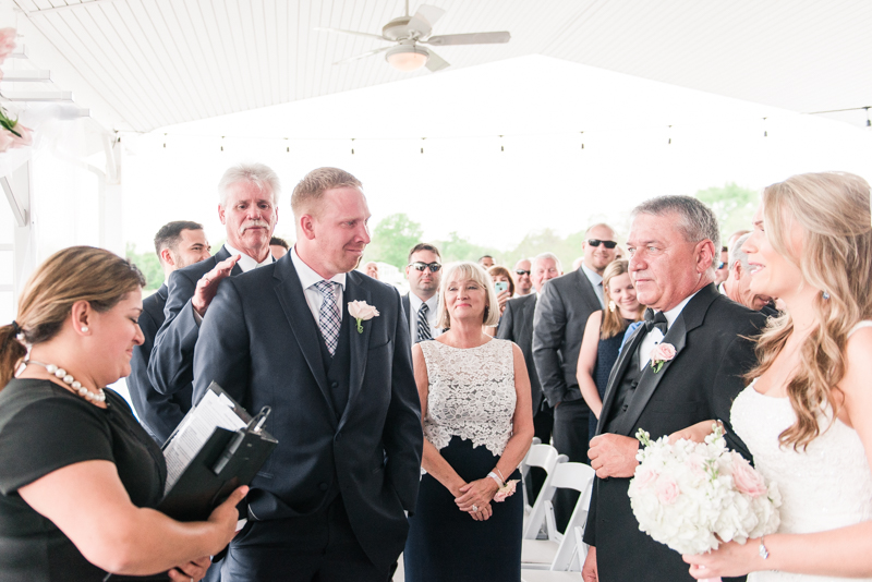 wedding photographers in maryland anchor inn pasadena groom crying ceremony