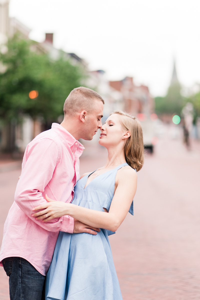 Wedding Photographers in Maryland Downtown Annapolis Engagement Session Sunrise Pastel Main Street