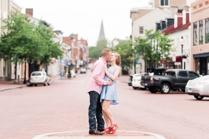 Wedding Photographers in Maryland Downtown Annapolis Engagement Session Sunrise Pastel Main Street