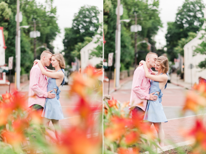 Wedding Photographers in Maryland Downtown Annapolis Engagement Session Sunrise Pastel Main Street