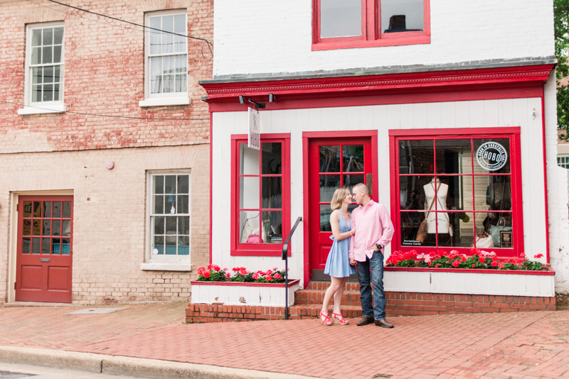 Wedding Photographers in Maryland Downtown Annapolis Engagement Session Sunrise Pastel Main Street Hobo Flagship