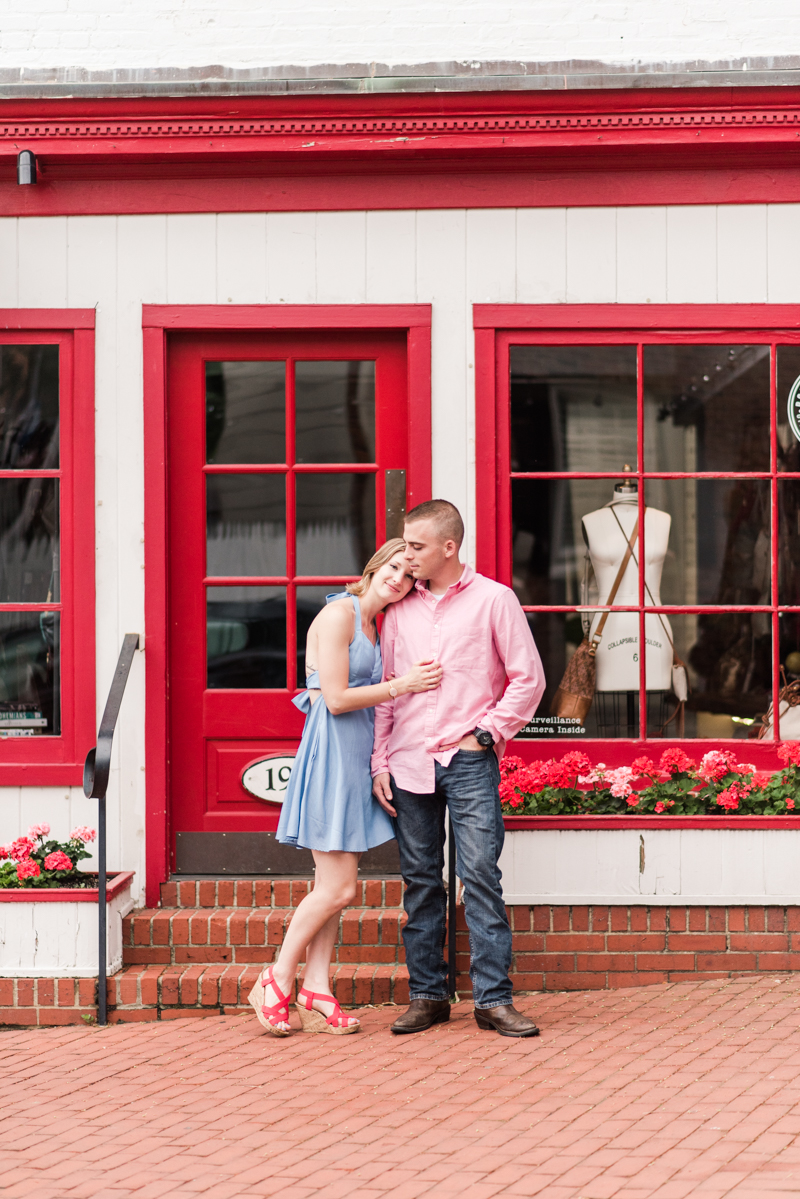 Wedding Photographers in Maryland Downtown Annapolis Engagement Session Sunrise Pastel Main Street Hobo Flagship