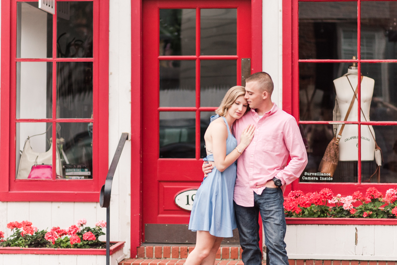 Wedding Photographers in Maryland Downtown Annapolis Engagement Session Sunrise Pastel Main Street Hobo Flagship