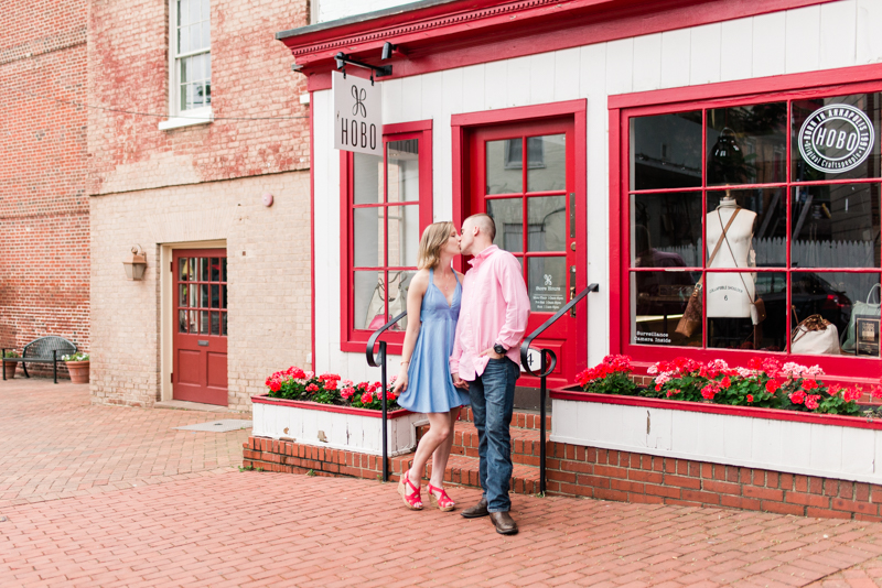 Wedding Photographers in Maryland Downtown Annapolis Engagement Session Sunrise Pastel Main Street Hobo Flagship