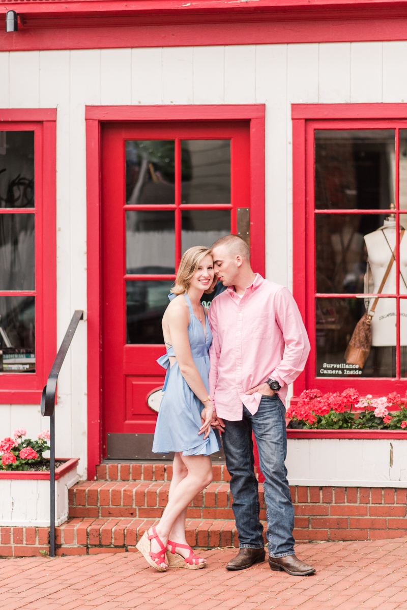 Wedding Photographers in Maryland Downtown Annapolis Engagement Session Sunrise Pastel Main Street Hobo Flagship