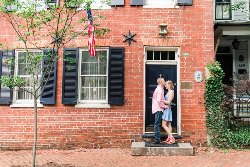 Wedding Photographers in Maryland Downtown Annapolis Engagement Session Sunrise Pastel Main Street