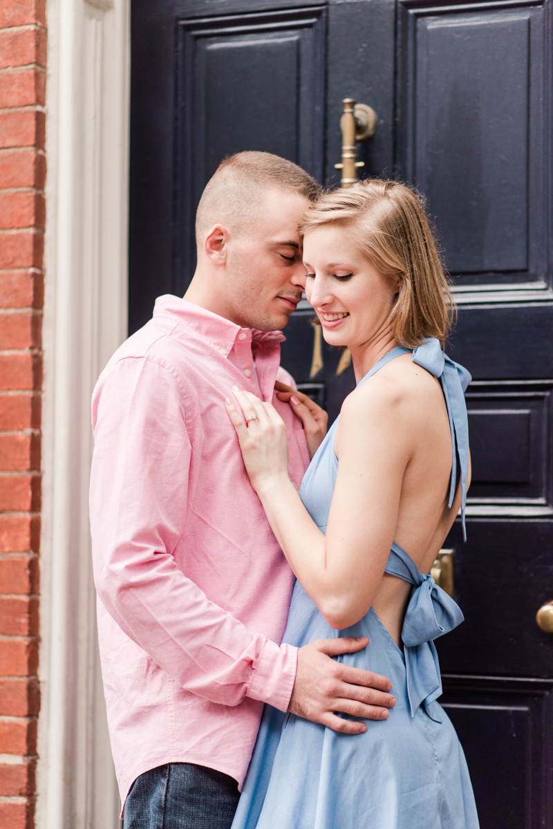 Wedding Photographers in Maryland Downtown Annapolis Engagement Session Sunrise Pastel Main Street