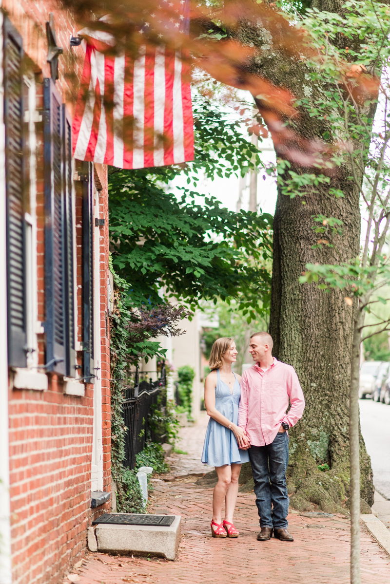 Wedding Photographers in Maryland Downtown Annapolis Engagement Session Sunrise Pastel Main Street