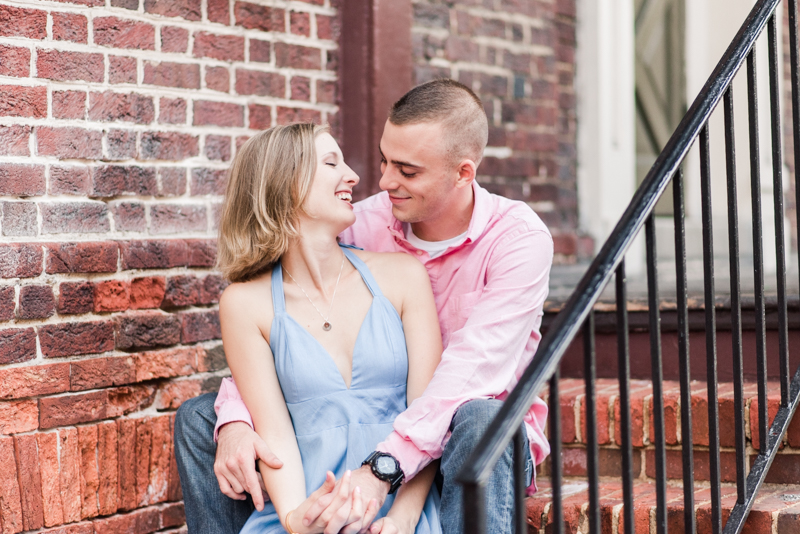 Wedding Photographers in Maryland Downtown Annapolis Engagement Session Sunrise Pastel Main Street